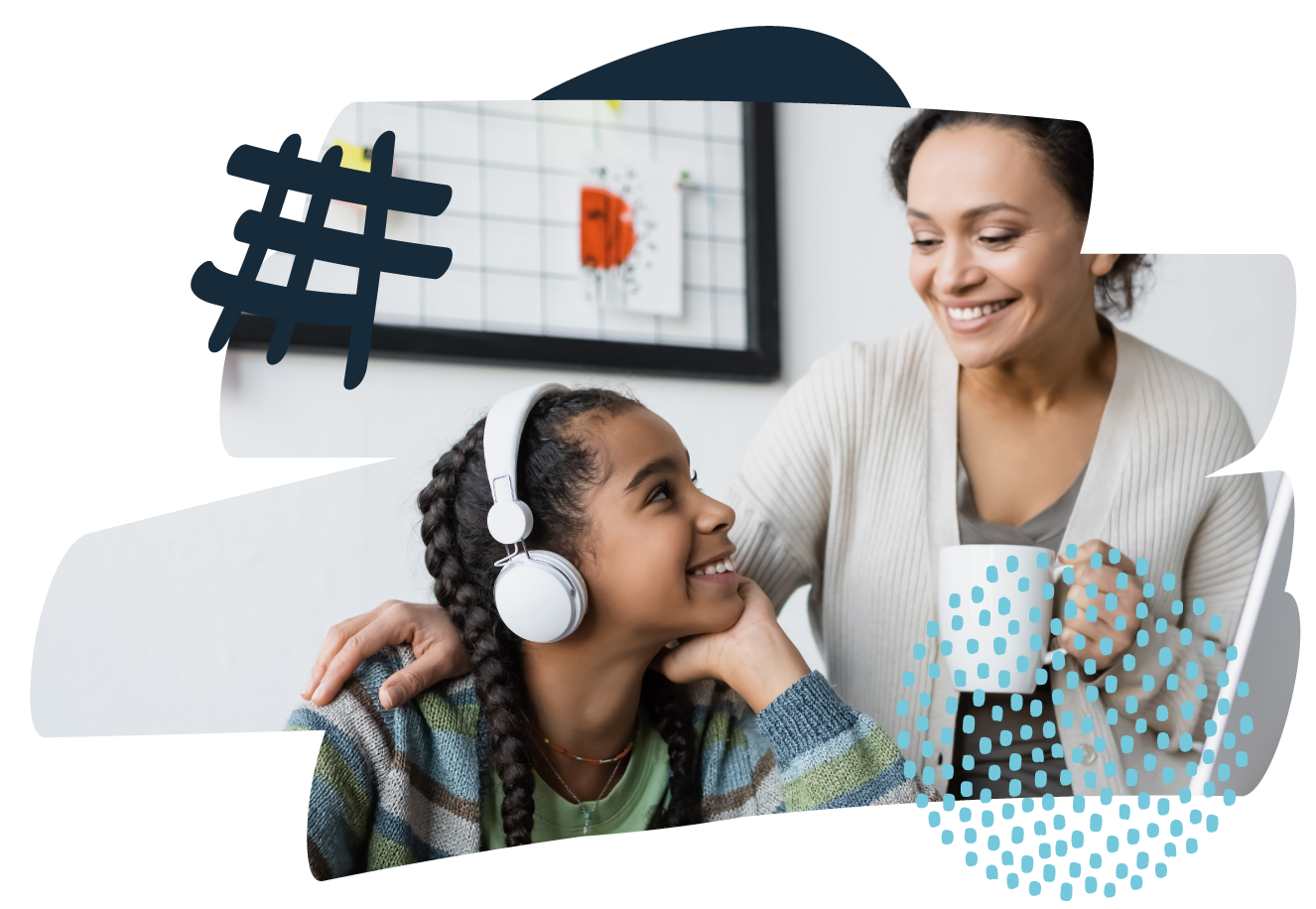 woman and her daughter smilling at each other